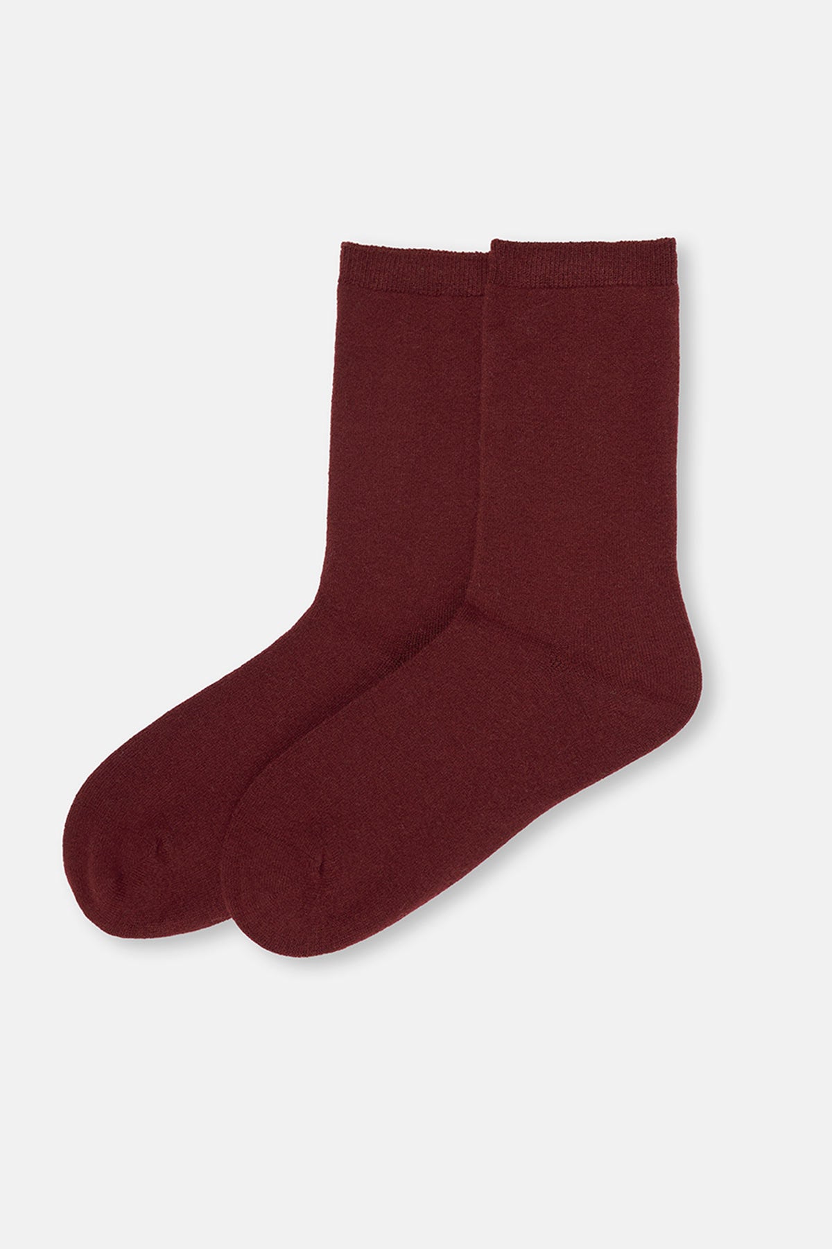Bordo Kadın Yün Karışımlı Basic Çorap