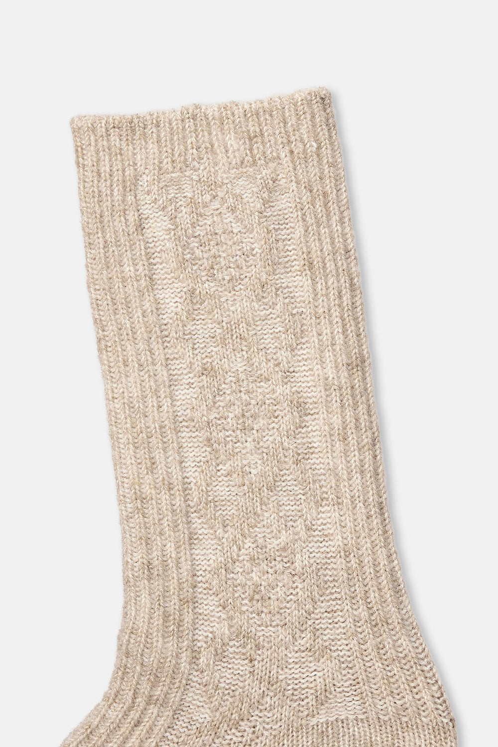 Bej Kadın Örgü Desenli Cosy Çorap