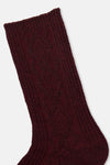 Bordo Kadın Örgü Desenli Cosy Çorap