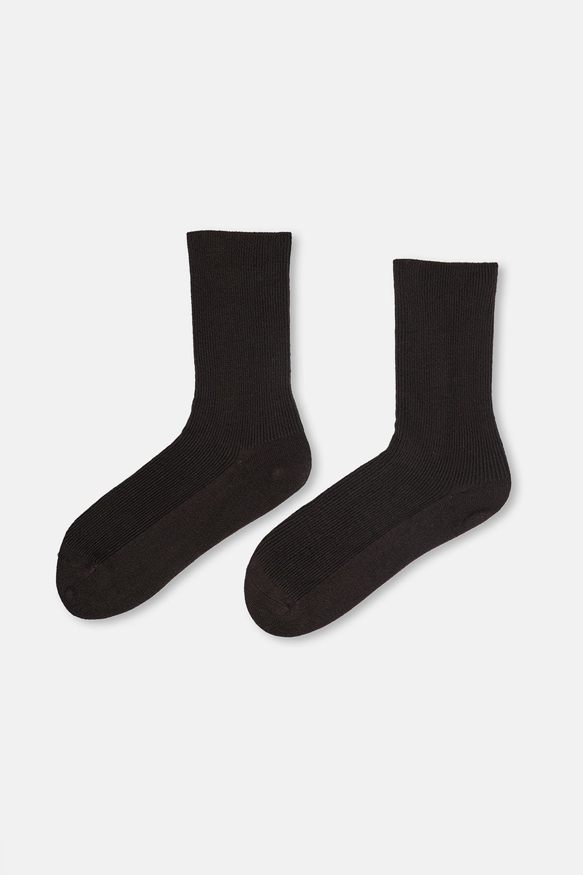 Kahverengi Kadın Kaşmir Karışımlı Rib Çorap