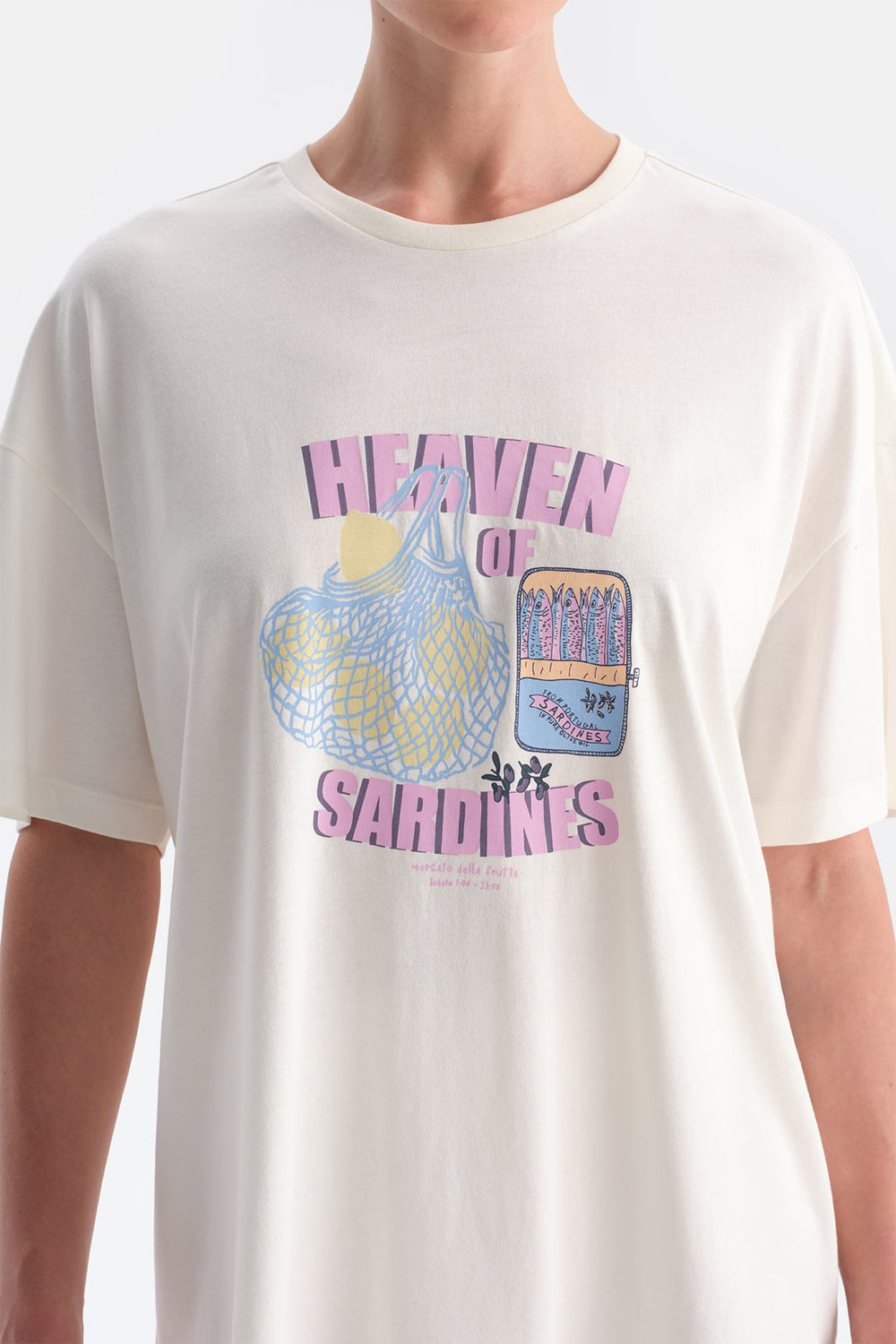 Ekru Baskılı Tişört Şort Takım