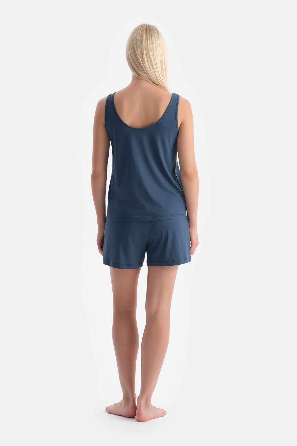 Indigo Kalın Askılı Pamuk Modal Atlet Şort Takım