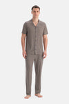 Multicolor Geometrik Desenli Pamuk Modal Gömlek Pantolon Takım