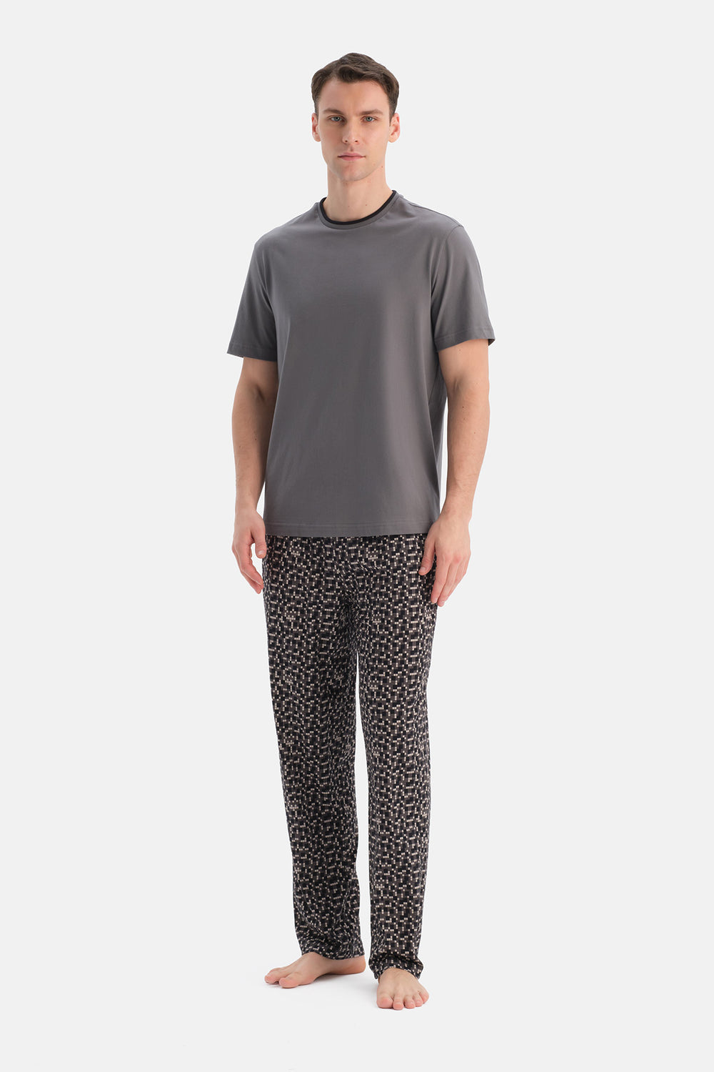 Füme Kısa Kollu Tişört Pantolon Takım