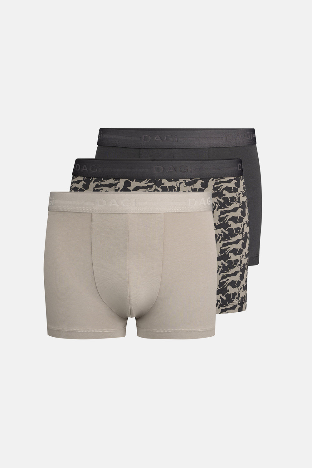 ANTRASİT-GRİ 3'lu Desenli Pamuk Boxer