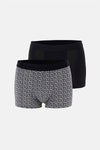 Siyah 2'li Desenli Pamuk Boxer