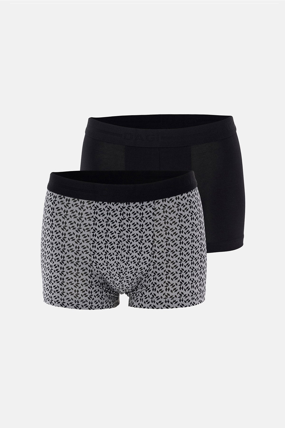 Siyah 2'li Desenli Pamuk Boxer