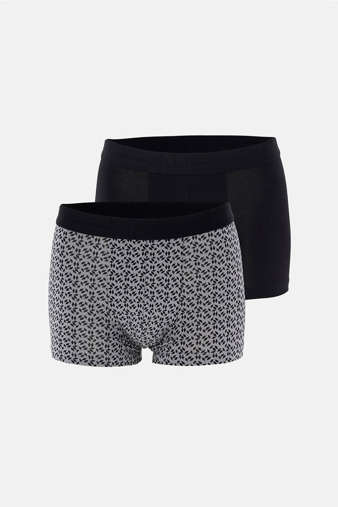 Siyah 2'li Desenli Pamuk Boxer