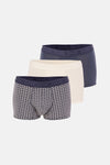 BUZ MAVİSİ-FÜME 3'lü Desenli Micro Modal Boxer