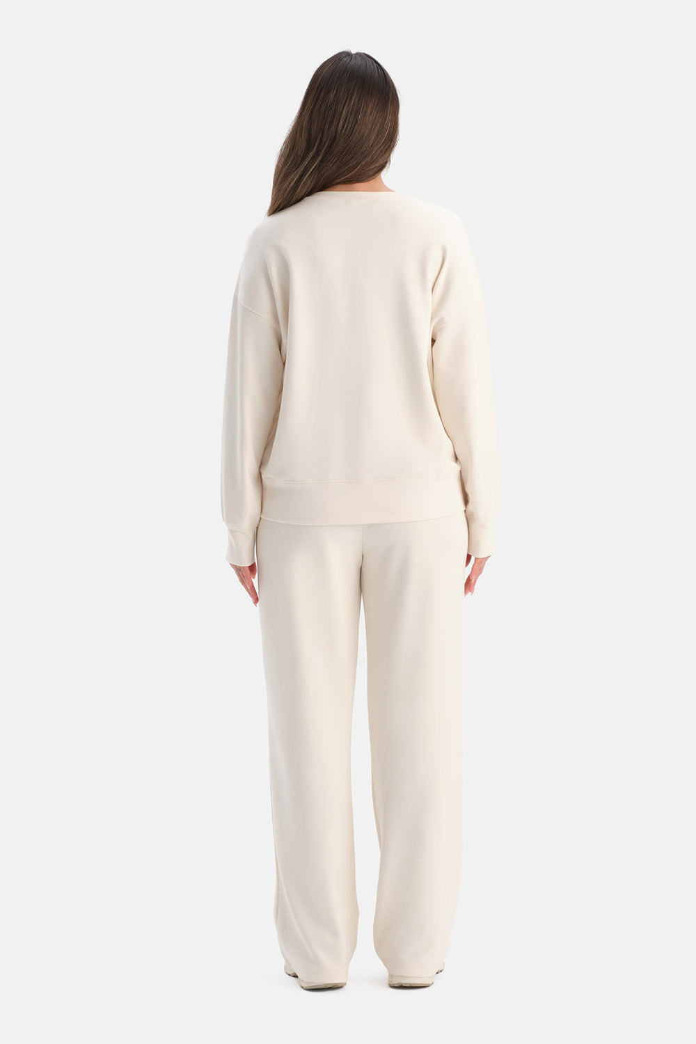 Ekru Dikiş Detaylı Bisiklet Yaka Sweatshirt