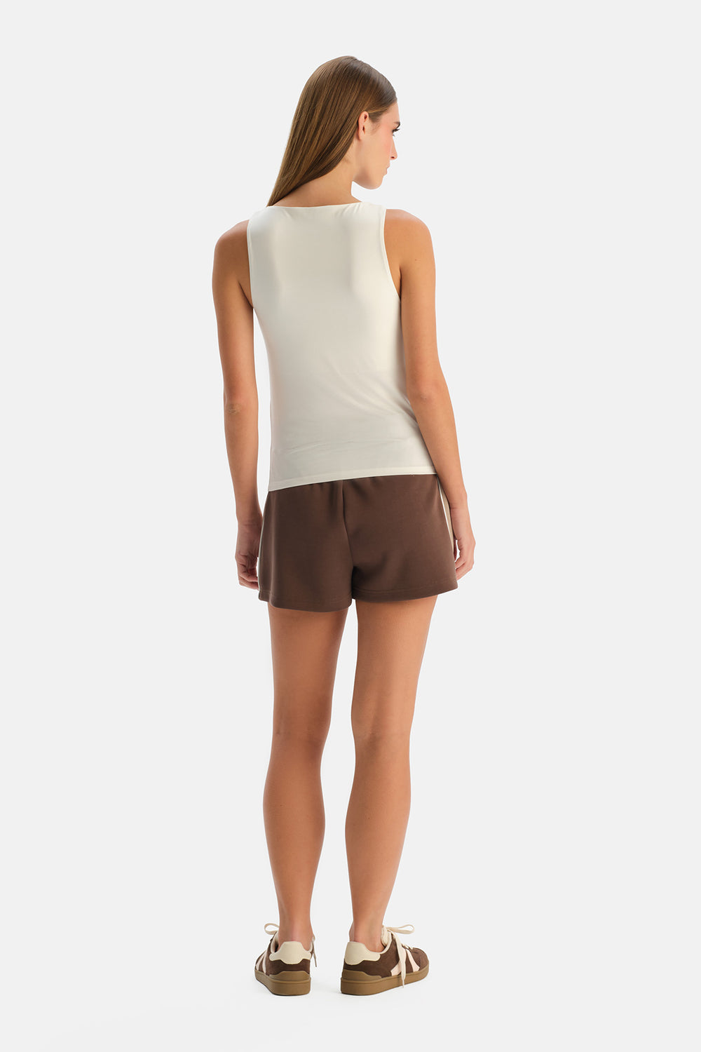 Beyaz Halter Yaka Basic Modal Atlet