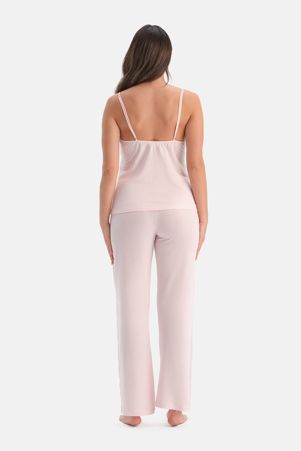 Pembe Yanı Tül Detaylı Basic Pantolon