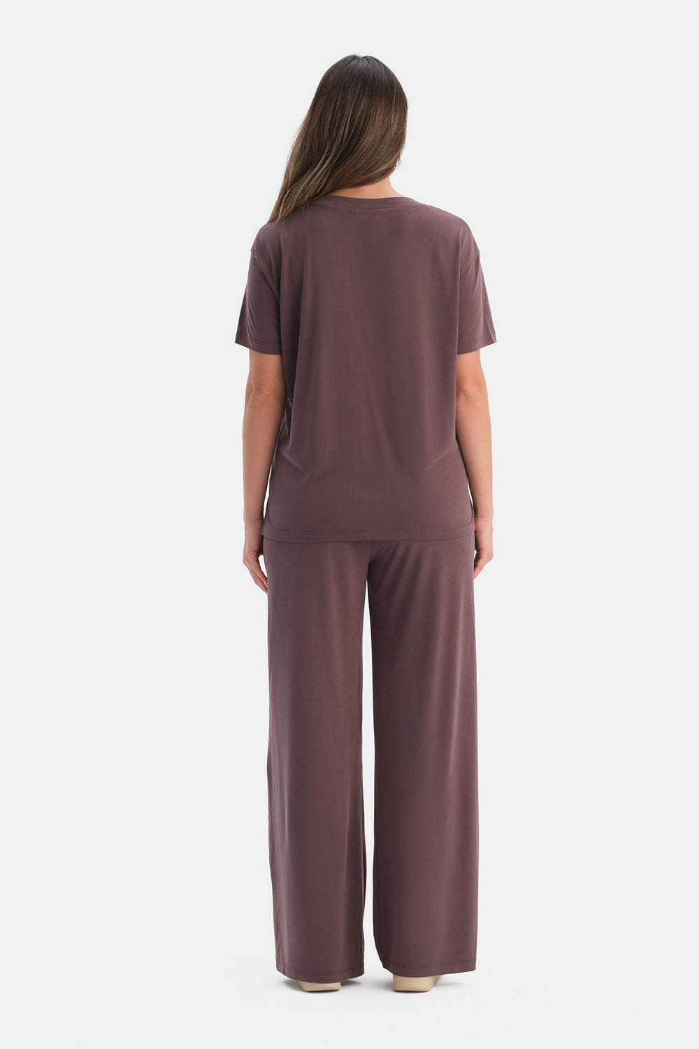 Kahverengi Cepli Basic Modal Pantolon