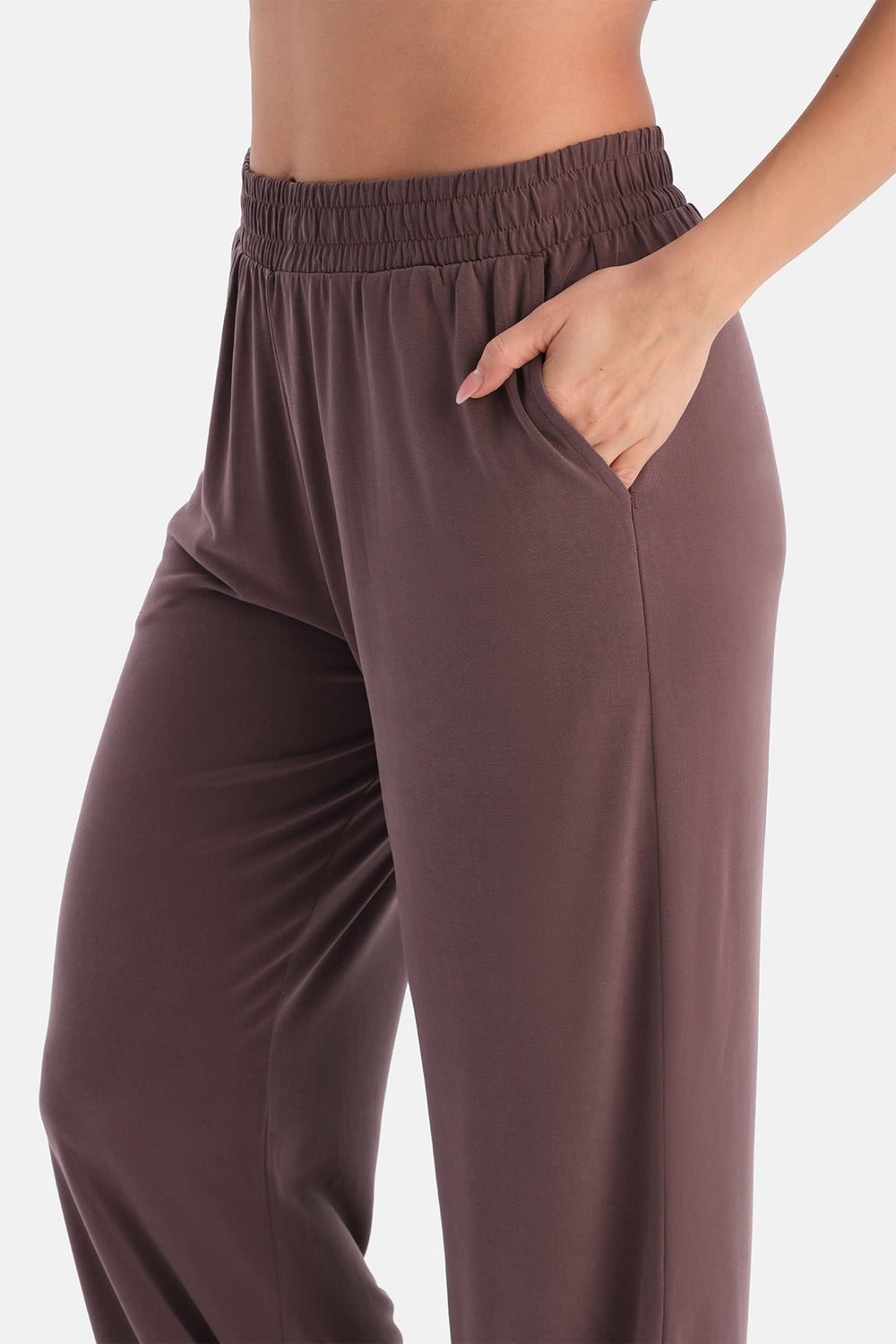 Kahverengi Cepli Basic Modal Pantolon