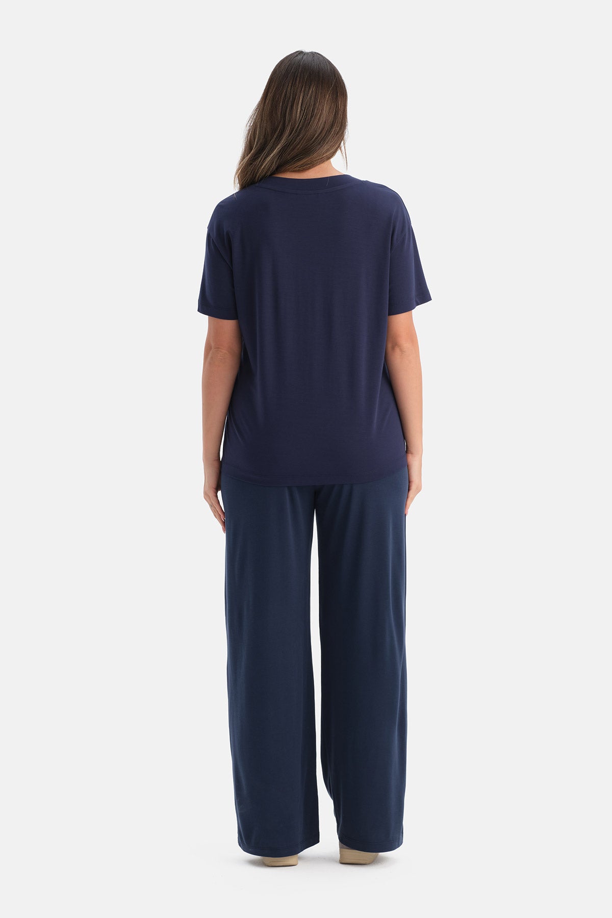 Lacivert Cepli Basic Modal Pantolon