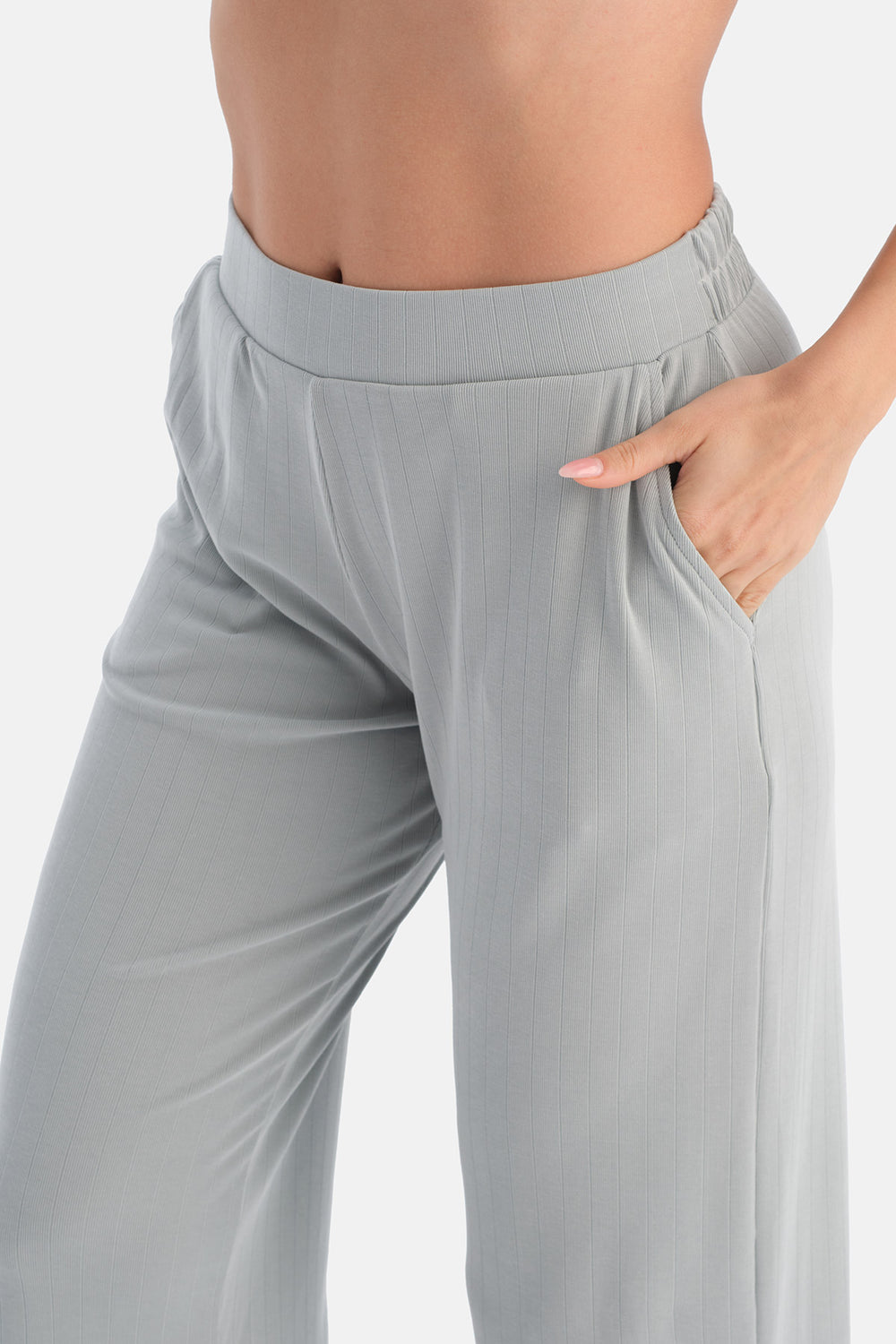 Ada Çayı Bol Paça Rib Modal Pantolon