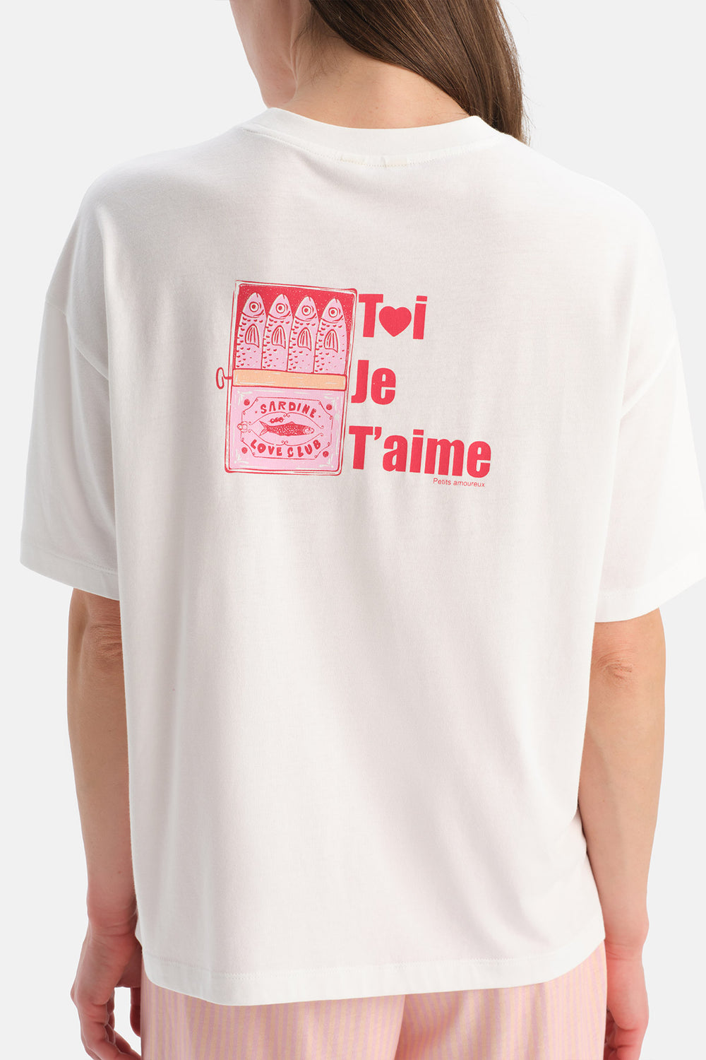 Beyaz Baskı Detaylı Tişört Şort Pijama Takımı