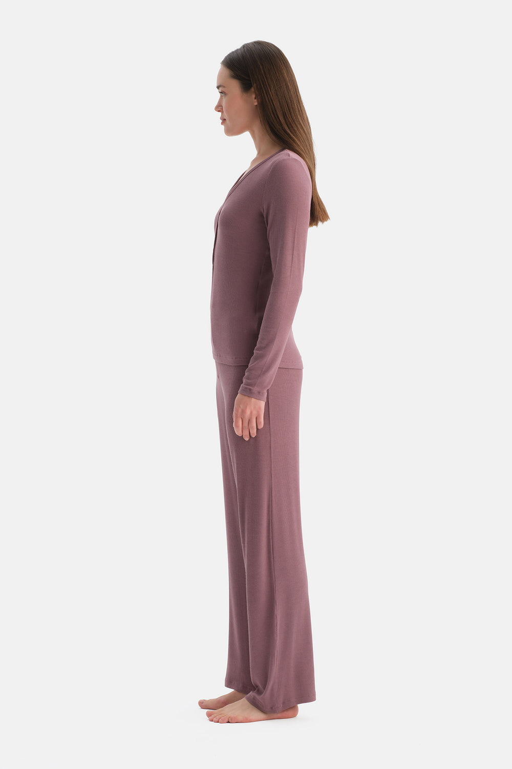 Gül Kurusu Viskon Kaşkorse Pijama Takımı