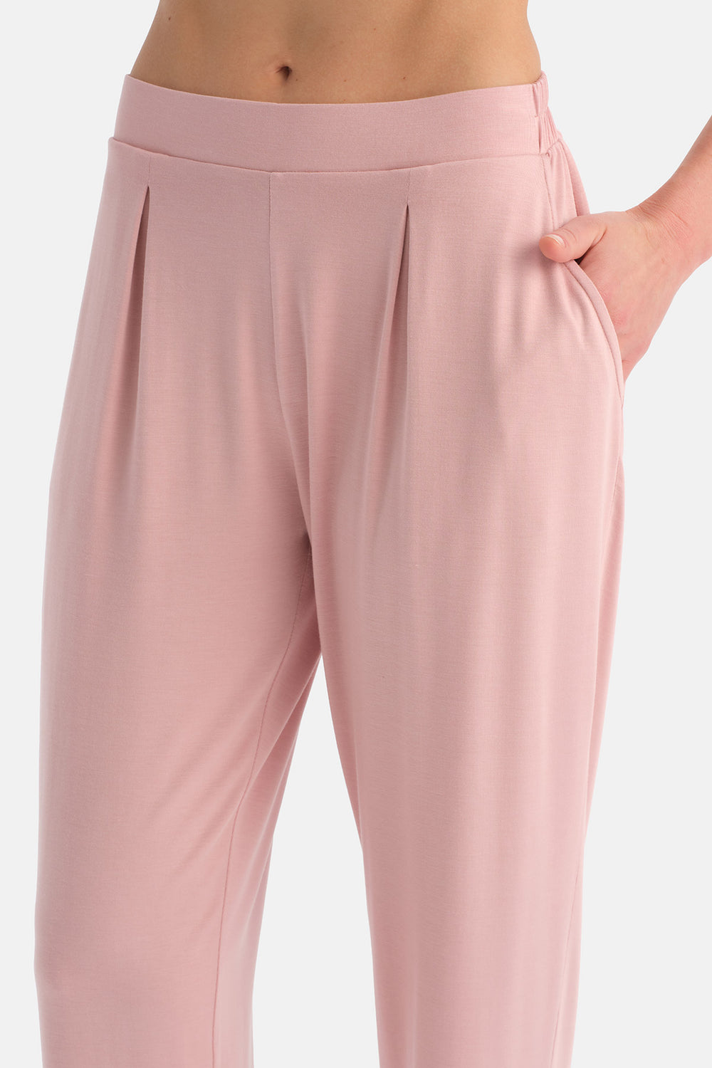 Açık Pembe V Yaka Siroviskon Tişört Pijama Takımı