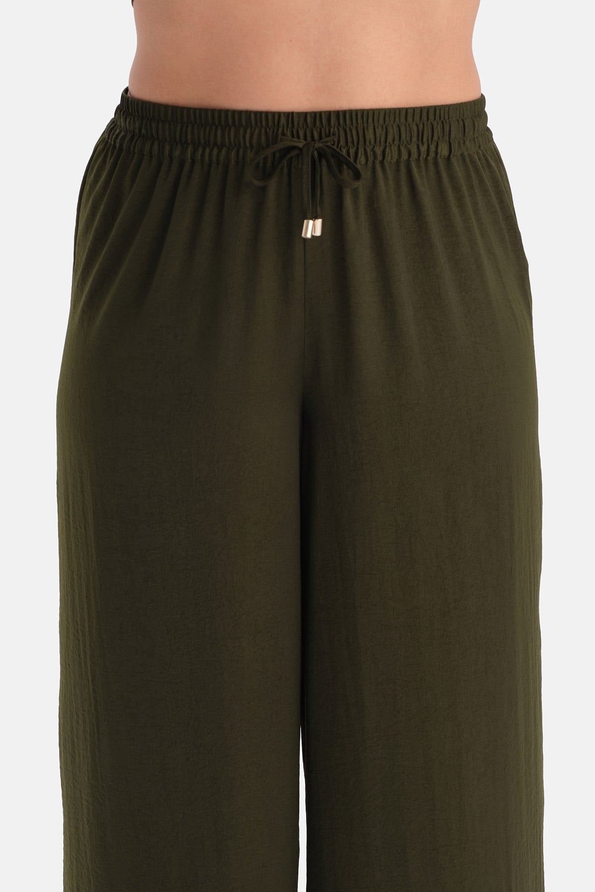 Koyu Yeşil İnce Askılı Dokuma Atlet Pantolon Pijama Takımı
