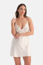 Kırık Beyaz Saten Bride Dantelli Gecelik
