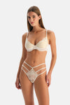 Ekru Dantelli G-String Külot