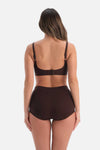 Kahverengi Dantel Detaylı Boyshort Külot