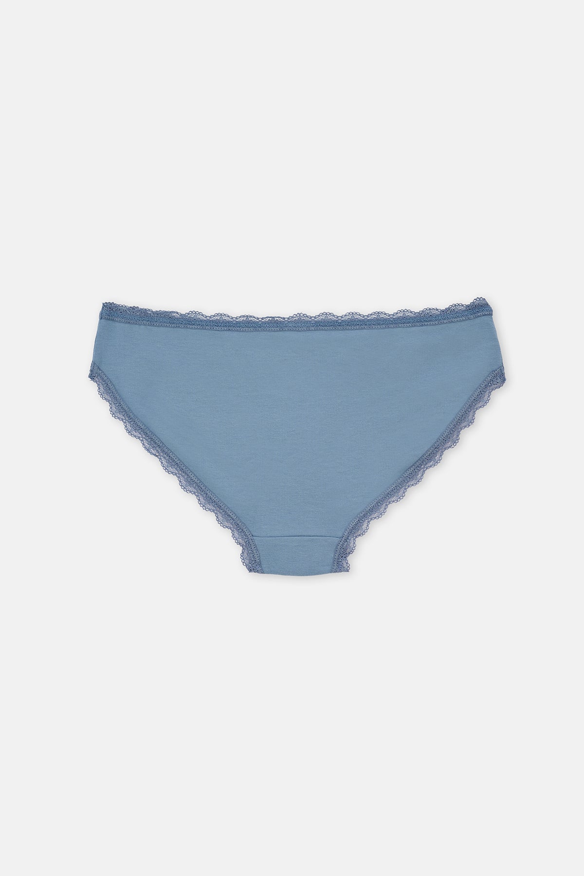 Mavi-Yeşil 3'lü Bel Ve Paça Dantel Detaylı Düz Hipster Külot