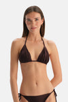 Kahverengi Üçgen Küçük Bikini Üst