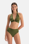 Koyu Yeşil Yüksek Bel Bikini Alt