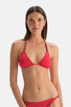 Kırmızı Üçgen Bikini Üst