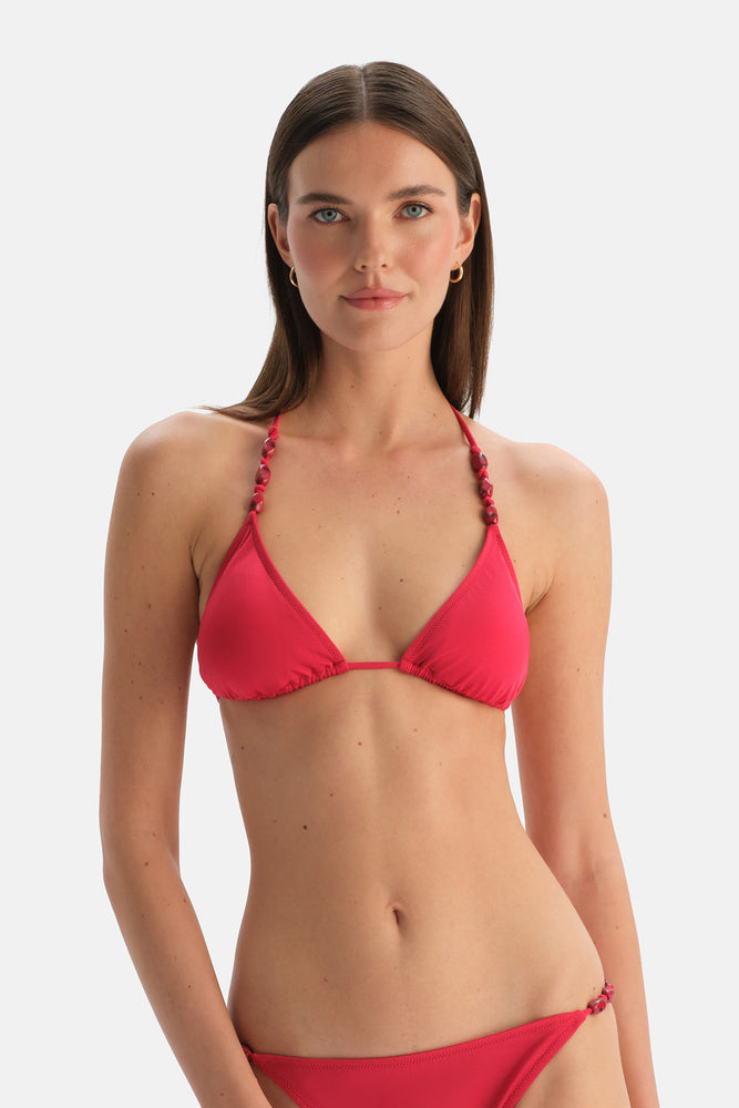 Kırmızı Üçgen Bikini Üst
