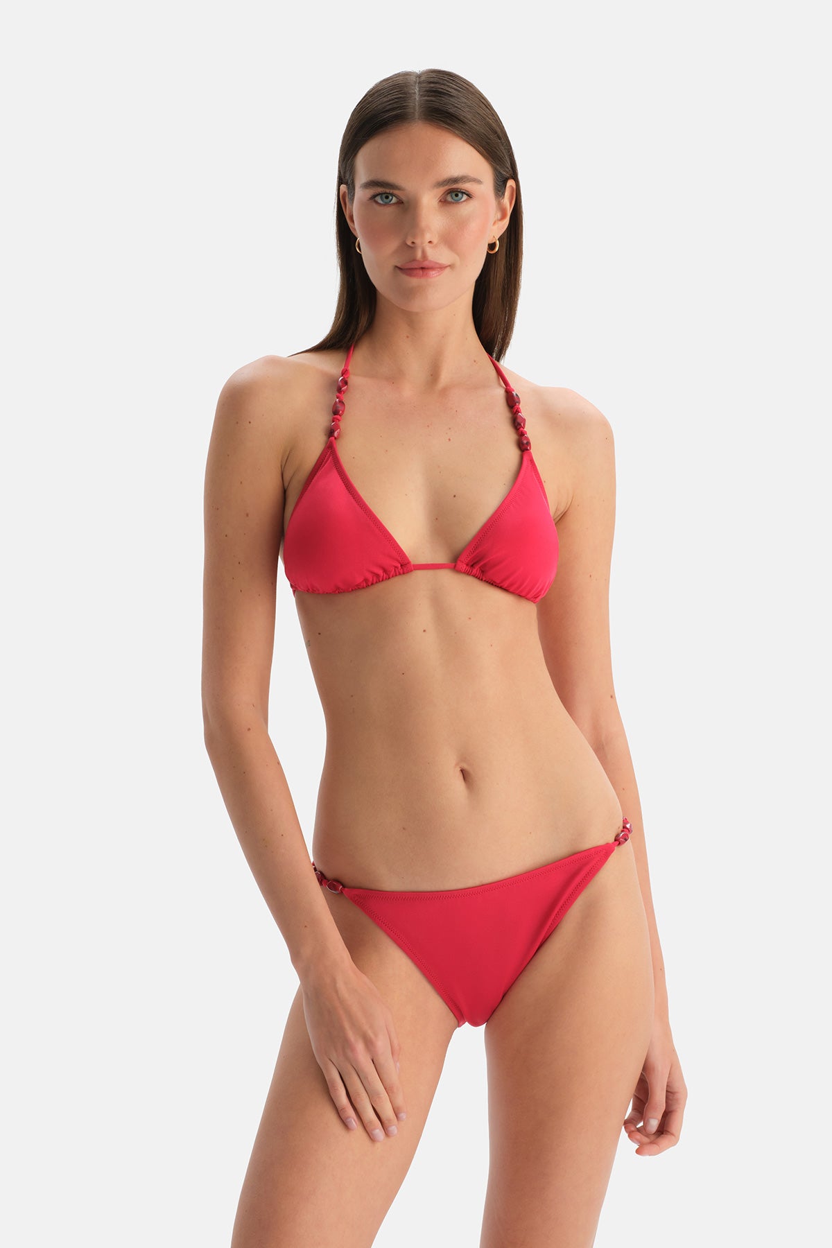 Kırmızı Üçgen Bikini Üst