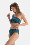 Multicolor Tek Omuz Bikini Üst