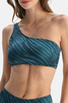 Multicolor Tek Omuz Bikini Üst