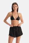 Siyah Kadın Deniz Şortu