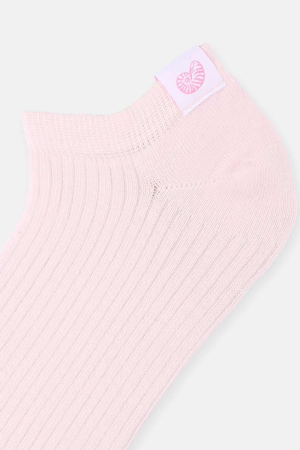 Beyaz-Pembe Kadın 2'li Dokuma Etiketli Pamuk Patik Çorap