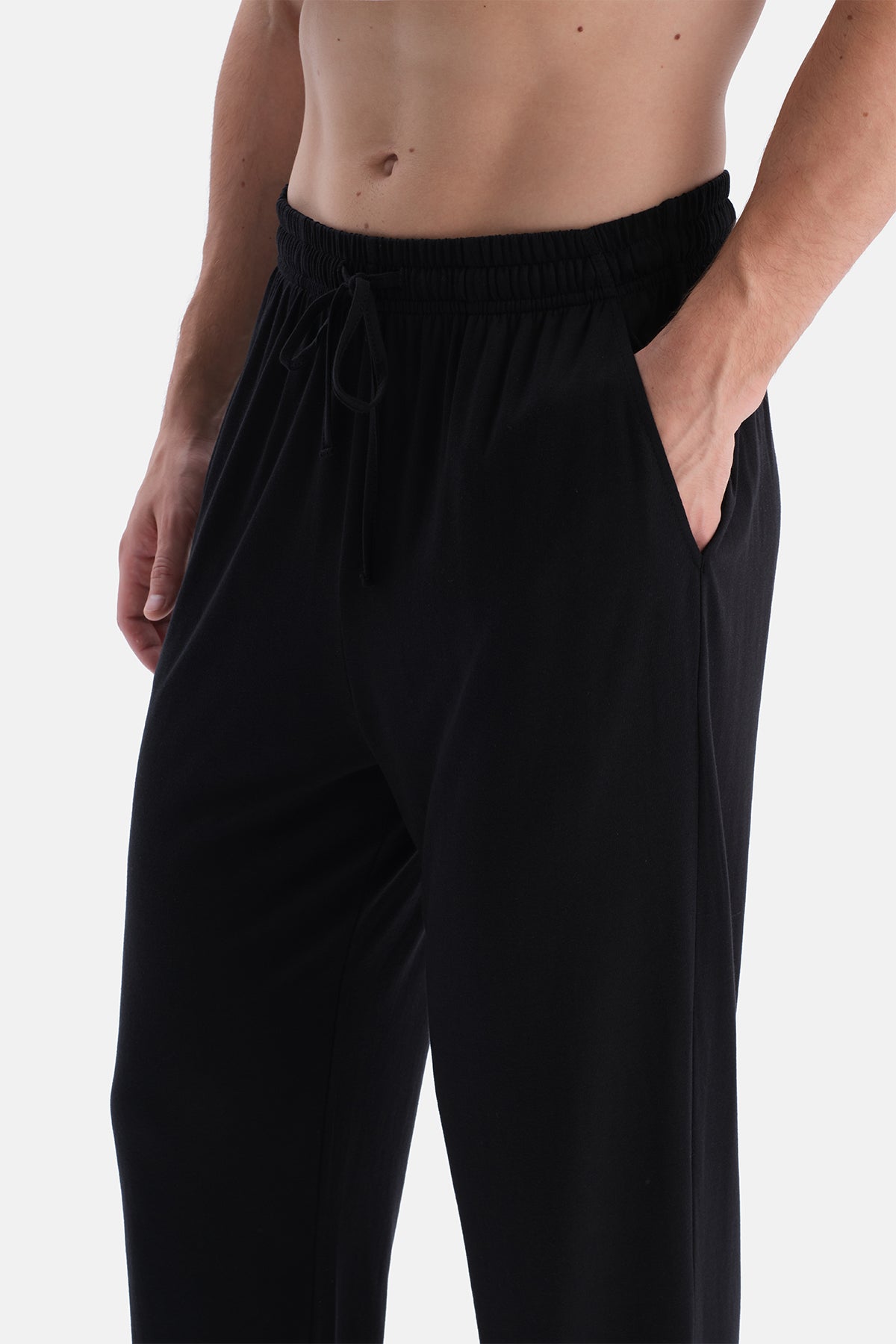 Siyah Pamuk Modal 2'Li Örme Pantolon Set