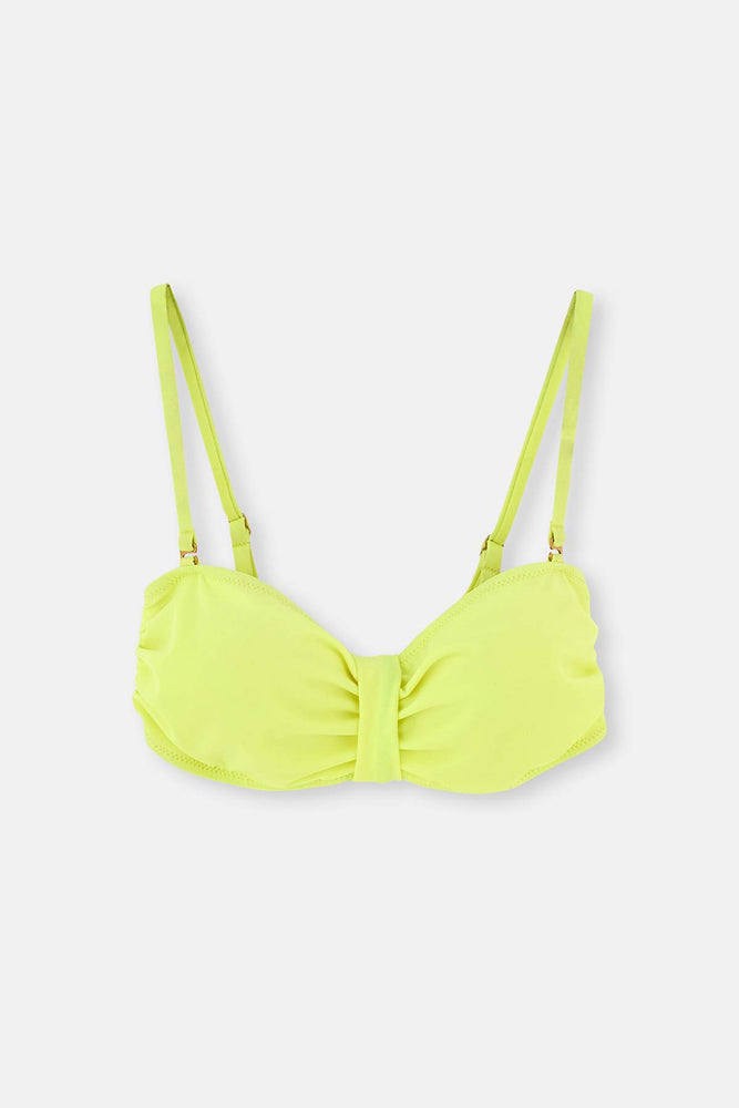 Sarı Luplu Straplez Tek Bikini Üst