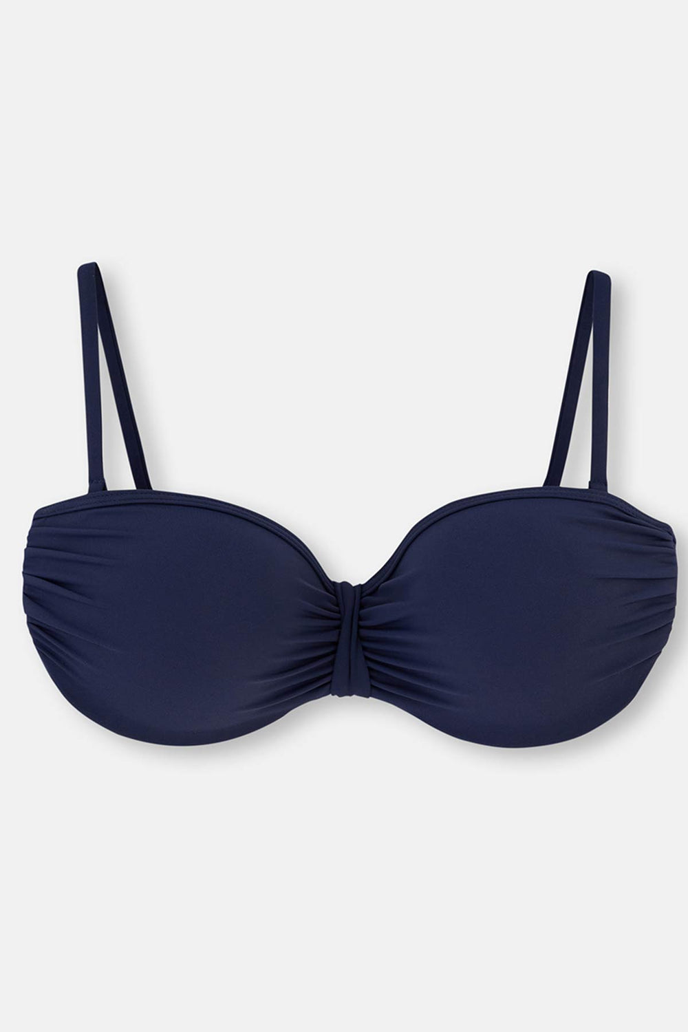 Lacivert Dolgulu Kaplı Luplu Straplez Tek Bikini Üst