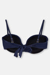 Lacivert Dolgulu Kaplı Luplu Straplez Tek Bikini Üst