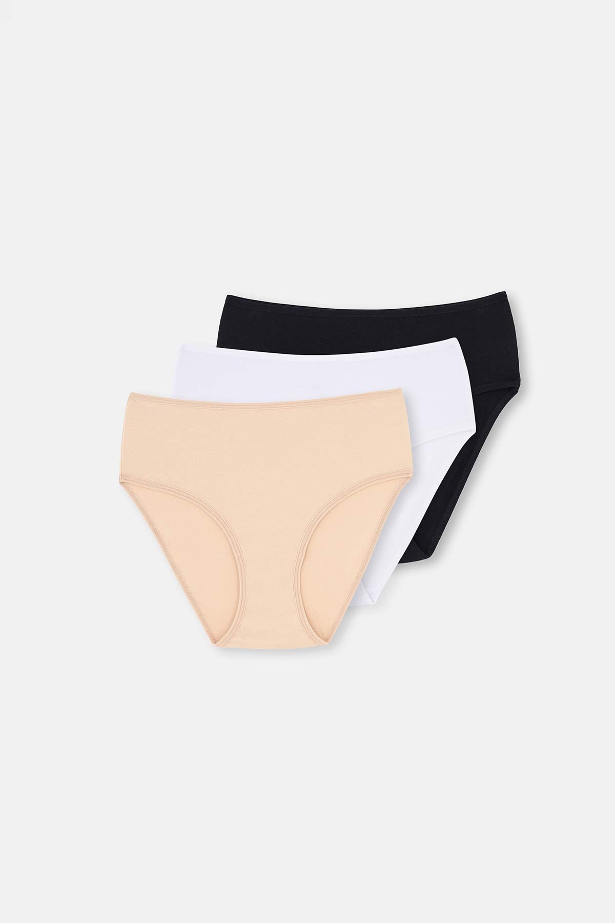 Siyah-Beyaz-Ten Yüksek Bel Slip 3'lü