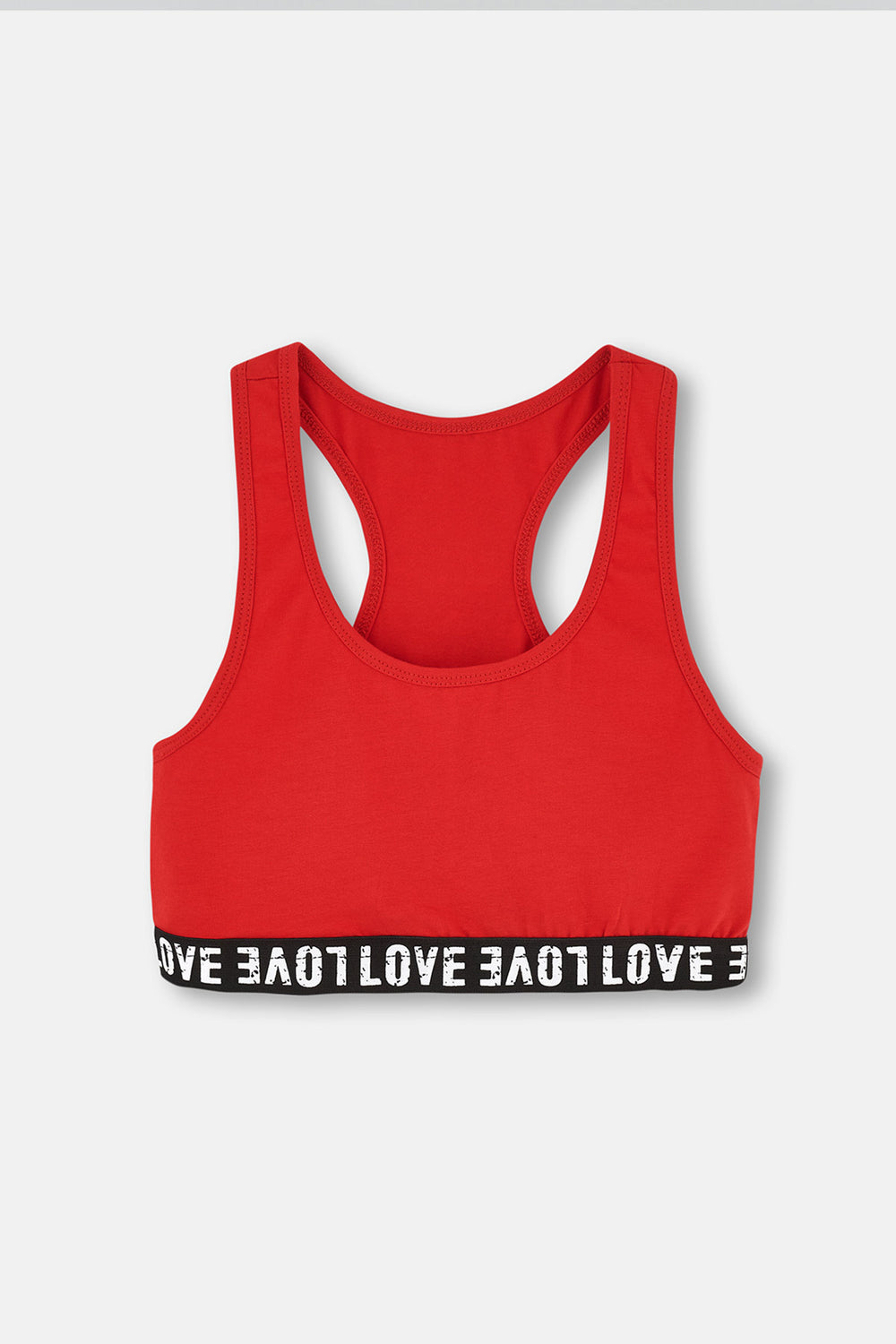 Kırmızı Love Bantlı Tek Sütyen