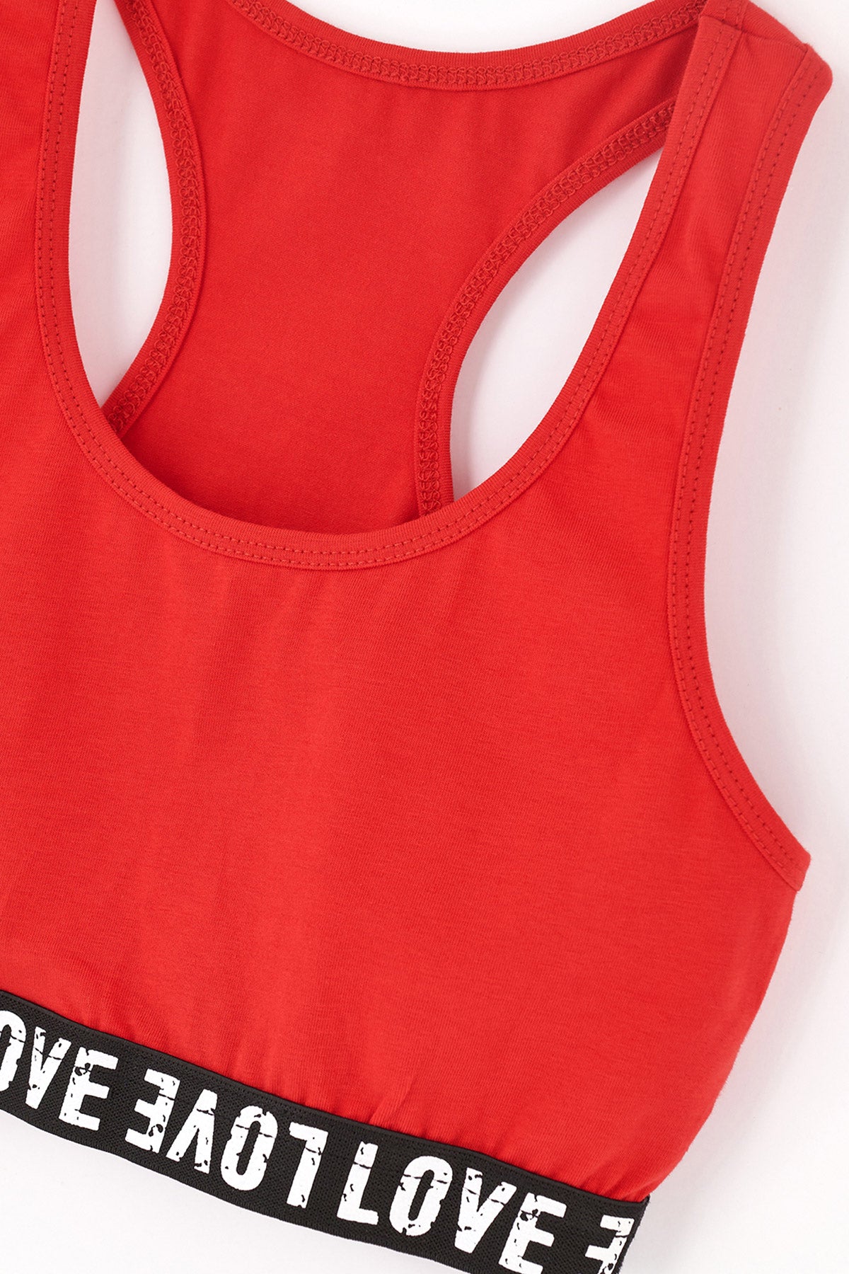 Kırmızı Love Bantlı Tek Sütyen