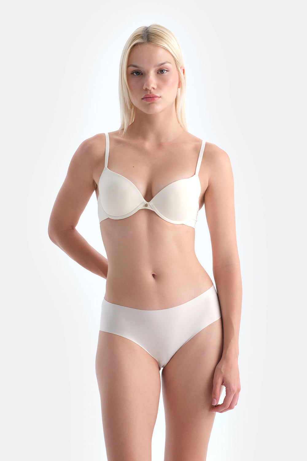 Ekru Blossom Balenli Push-Up Sütyen