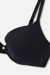 Siyah Blossom Balenli Push-Up Sütyen
