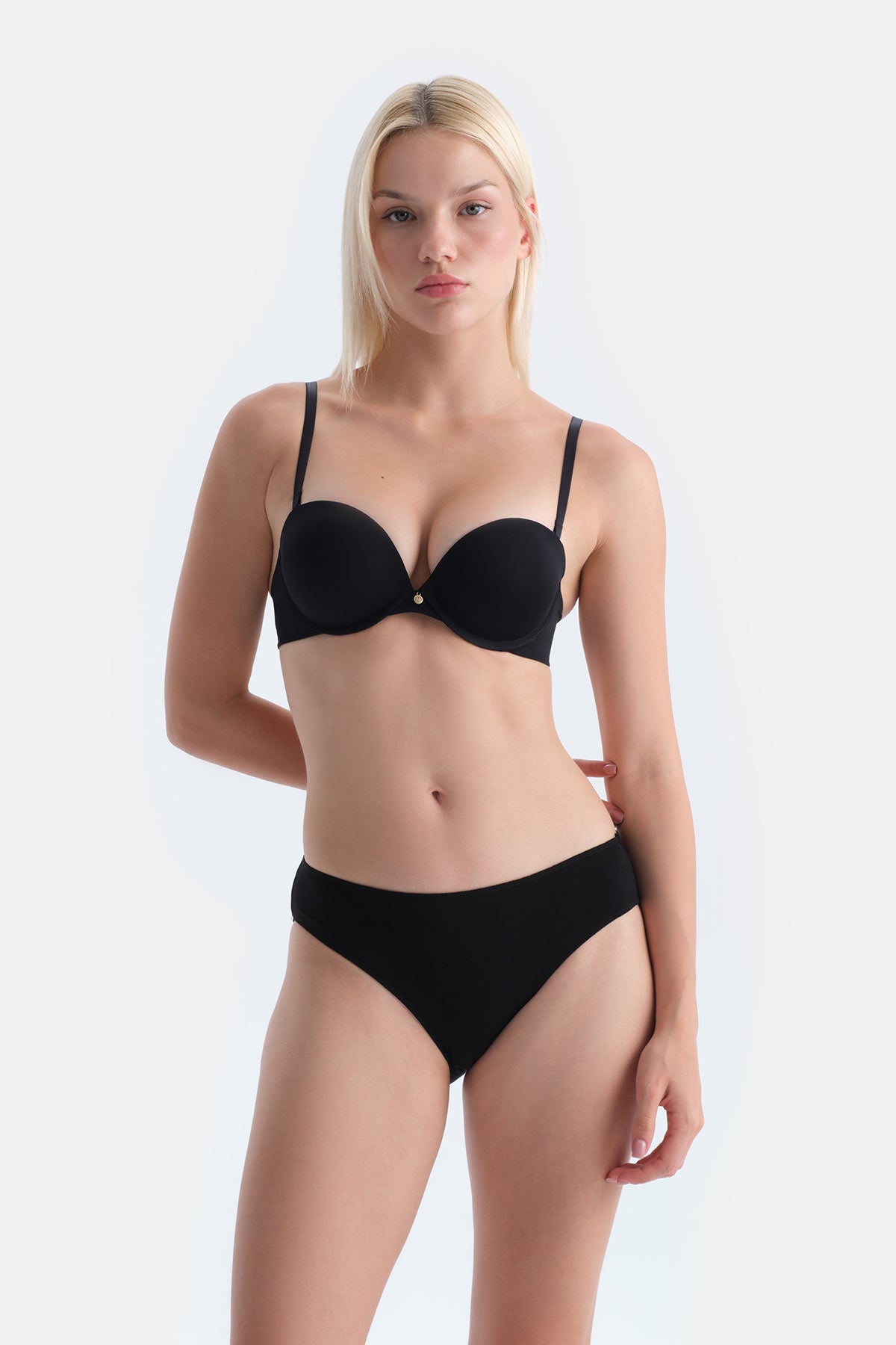 Siyah Julia Straplez Push-Up Destekli Sütyen