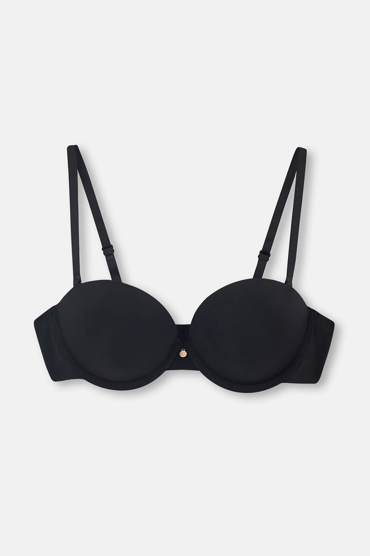 Siyah Julia Straplez Push-Up Destekli Sütyen