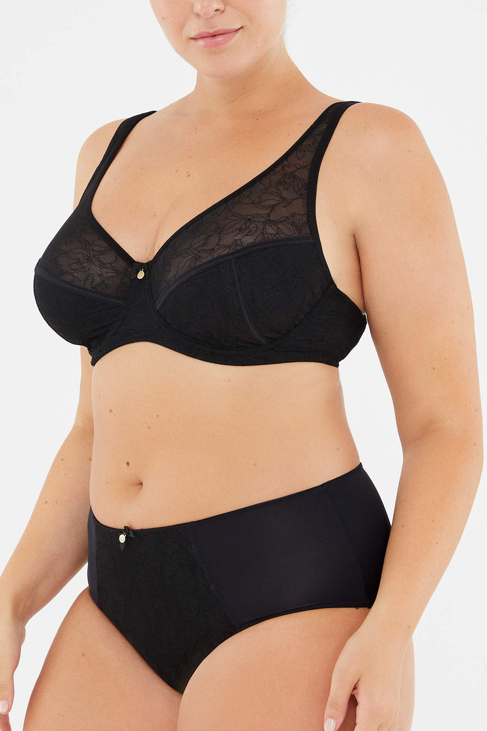 Siyah Olearıa Tül Detaylı Toparlayıcı Sütyen