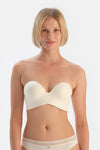 Ekru Clarıce Yarı Dolgulu Straplez Yandan Destekli Sütyen